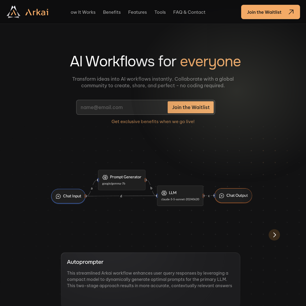 Arkai website screenshot Arkai website screenshot