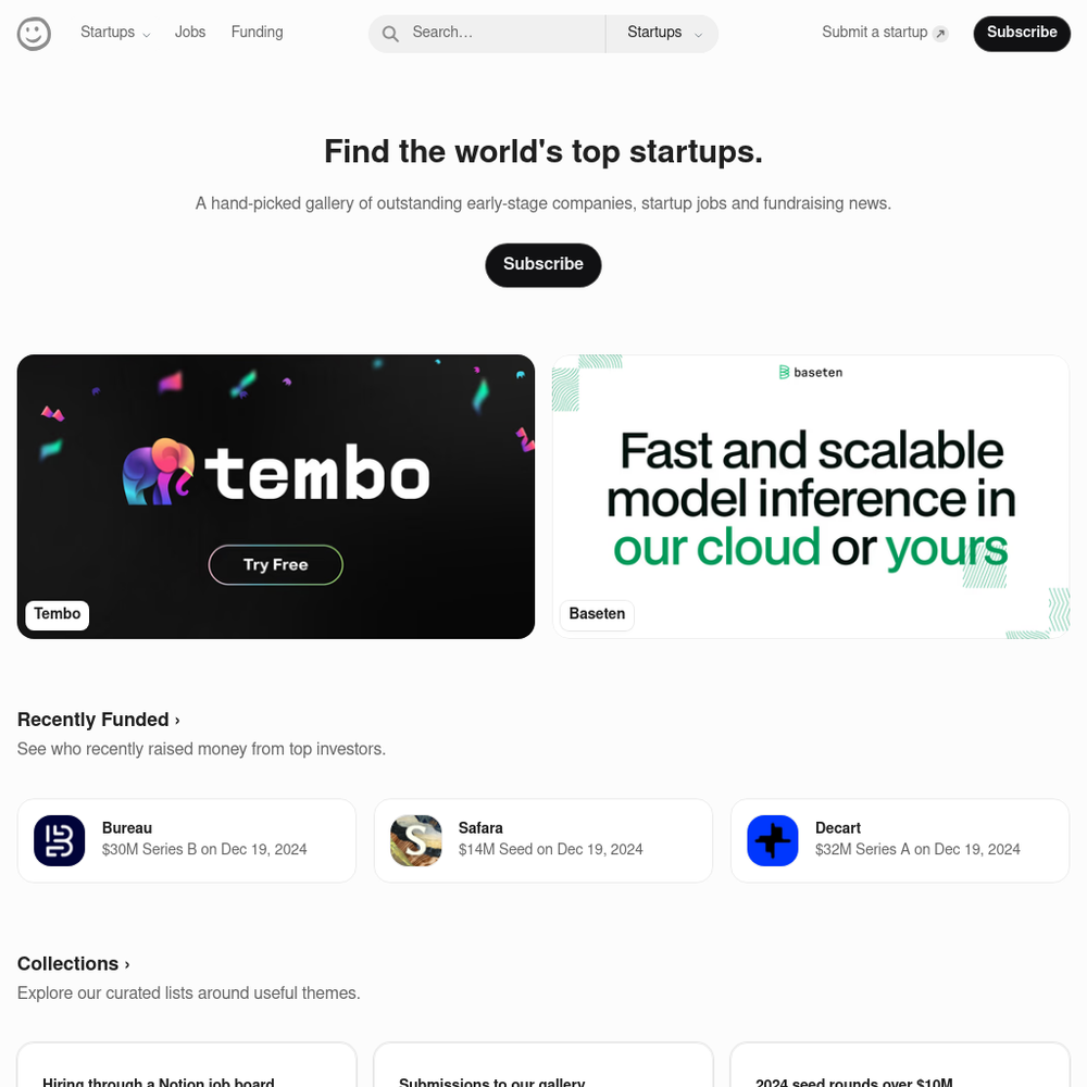 Startups Gallery website screenshot Startups Gallery website screenshot