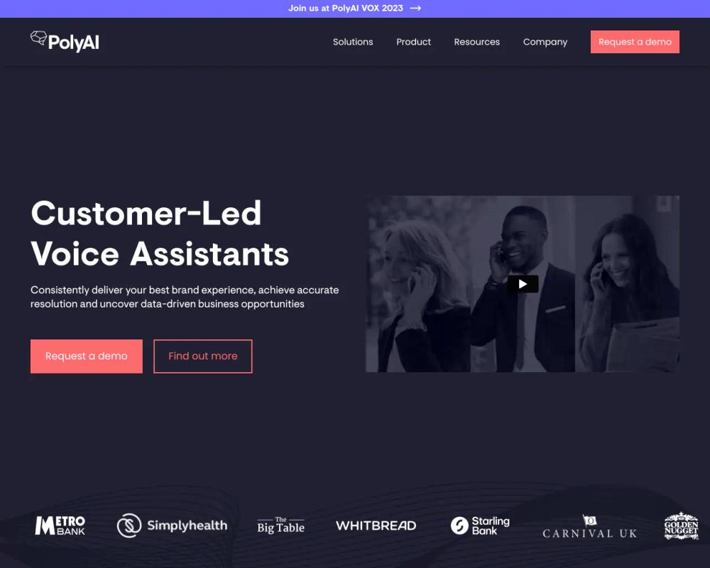 Poly AI website screenshot Poly AI website screenshot