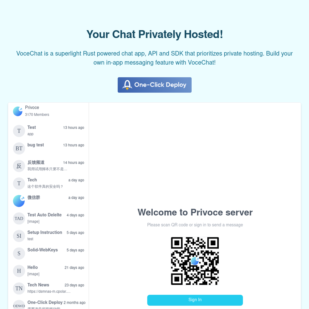 VoceChat website screenshot VoceChat website screenshot