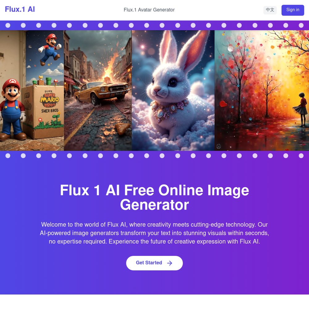 Flux 1 AI website screenshot Flux 1 AI website screenshot