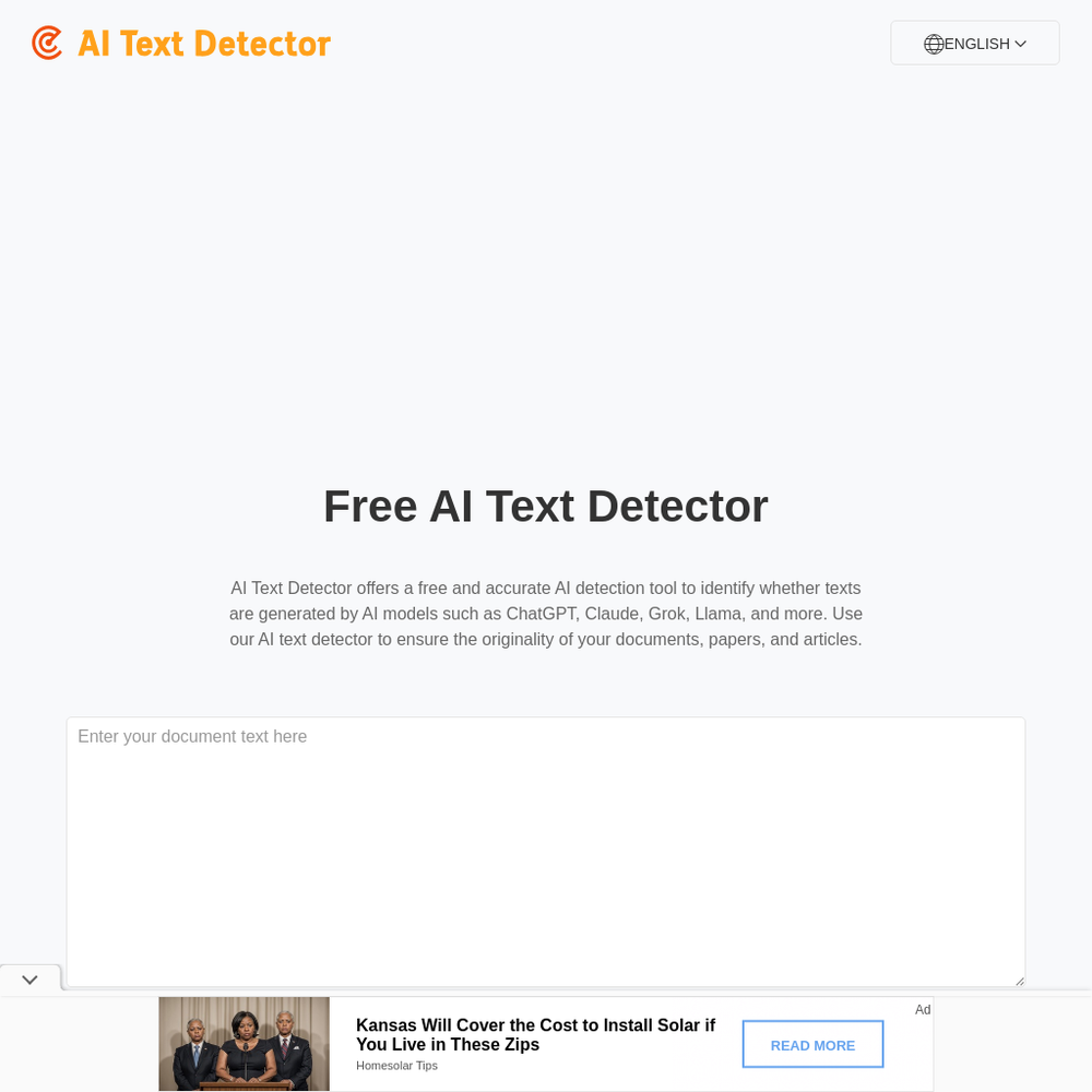 AI Text Detector website screenshot AI Text Detector website screenshot