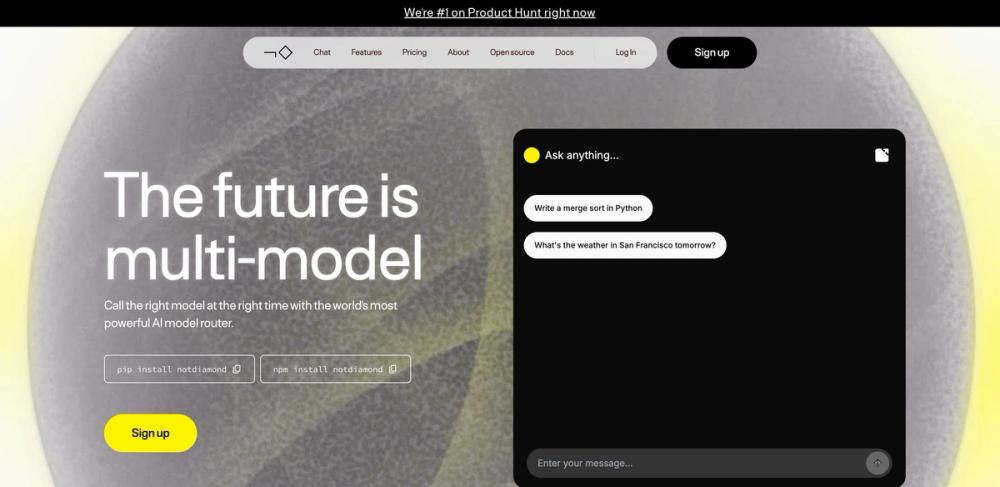 Not Diamond website screenshot Not Diamond website screenshot