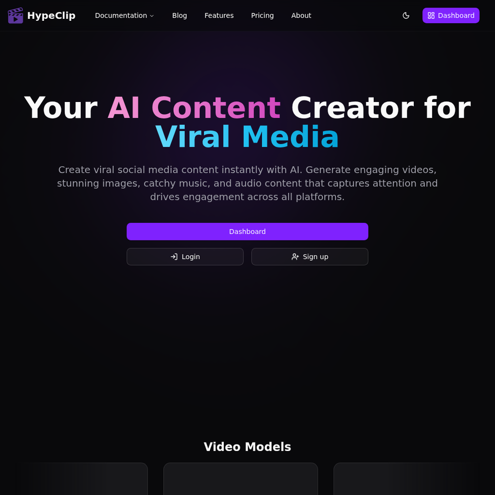 HypeClip website screenshot HypeClip website screenshot