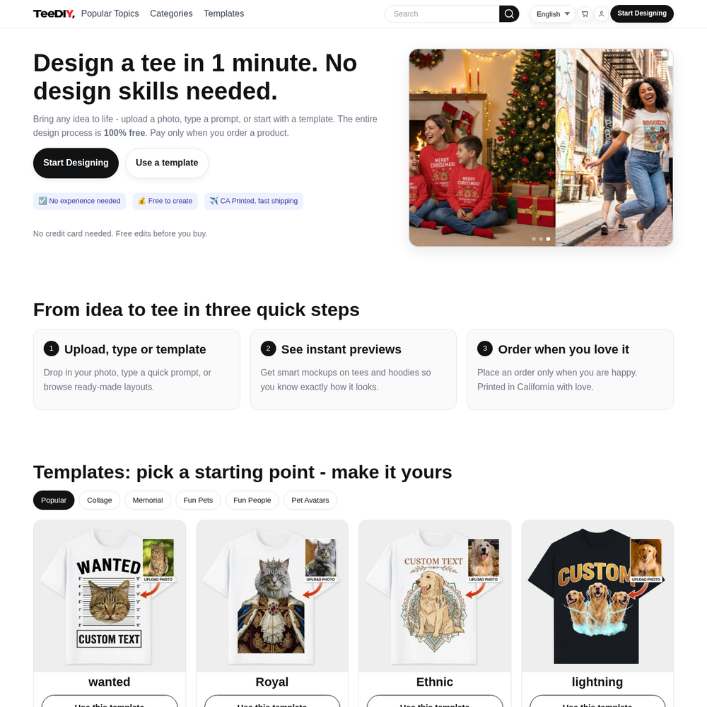 TeeDIY website screenshot TeeDIY website screenshot