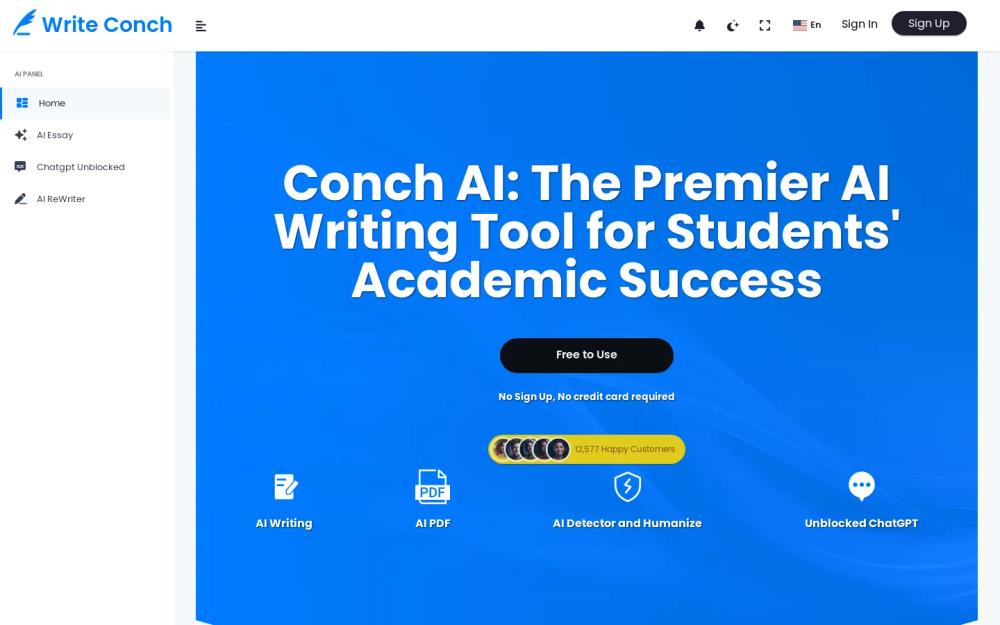 Write Conch AI website screenshot Write Conch AI website screenshot