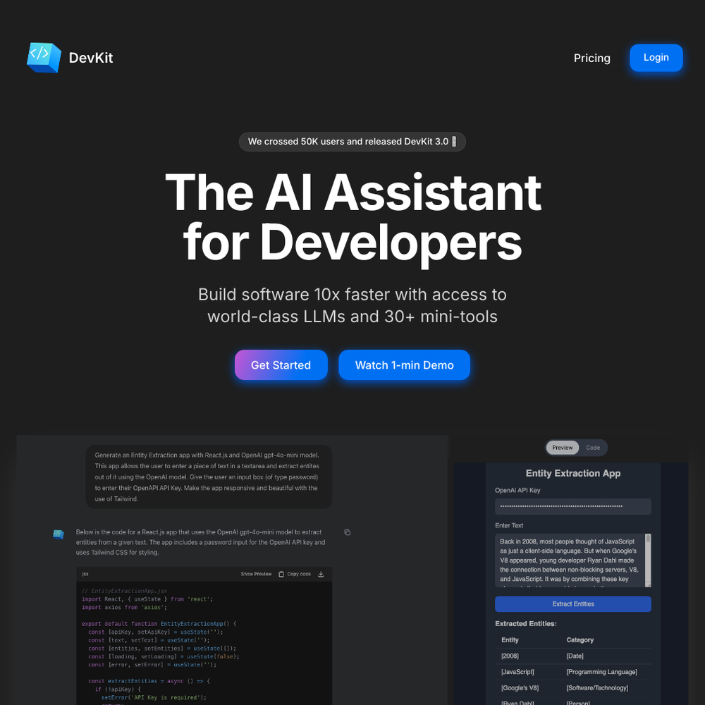 DevKit website screenshot DevKit website screenshot