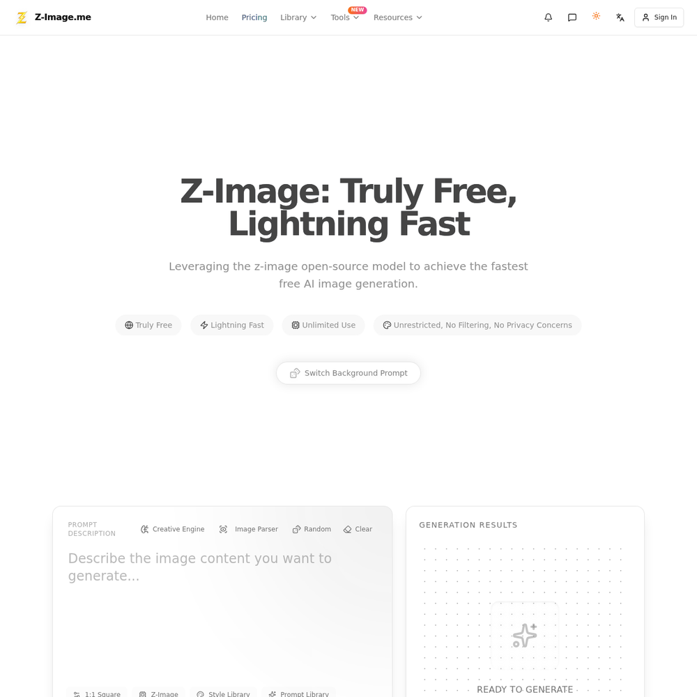 Z-Image website screenshot Z-Image website screenshot