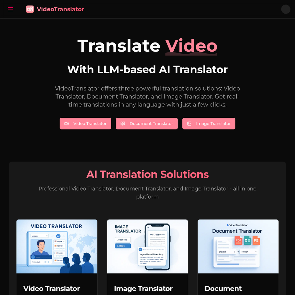 VideoTranslator website screenshot VideoTranslator website screenshot