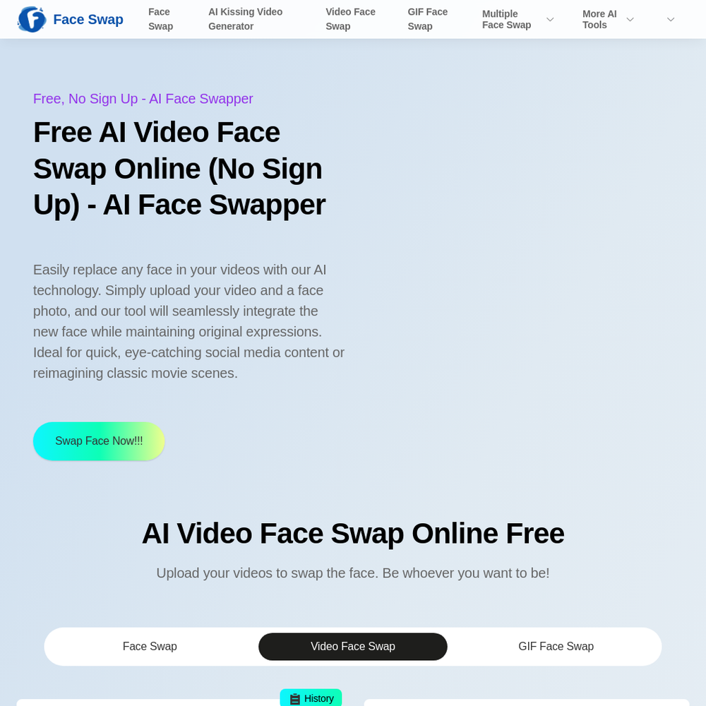 AI Face Swapper website screenshot AI Face Swapper website screenshot