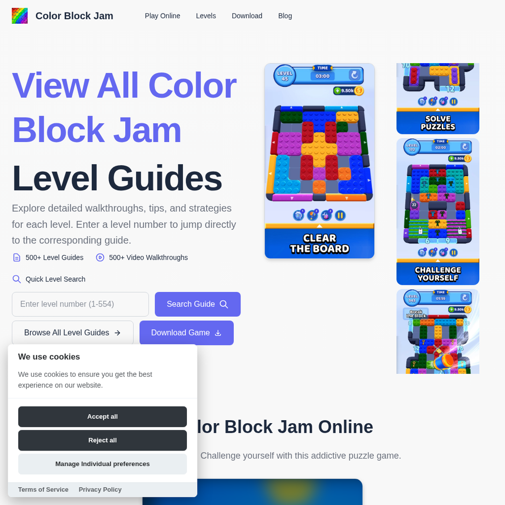Color Block Jam website screenshot Color Block Jam website screenshot
