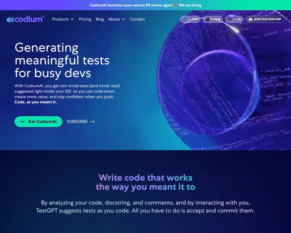 CodiumAI website screenshot CodiumAI website screenshot