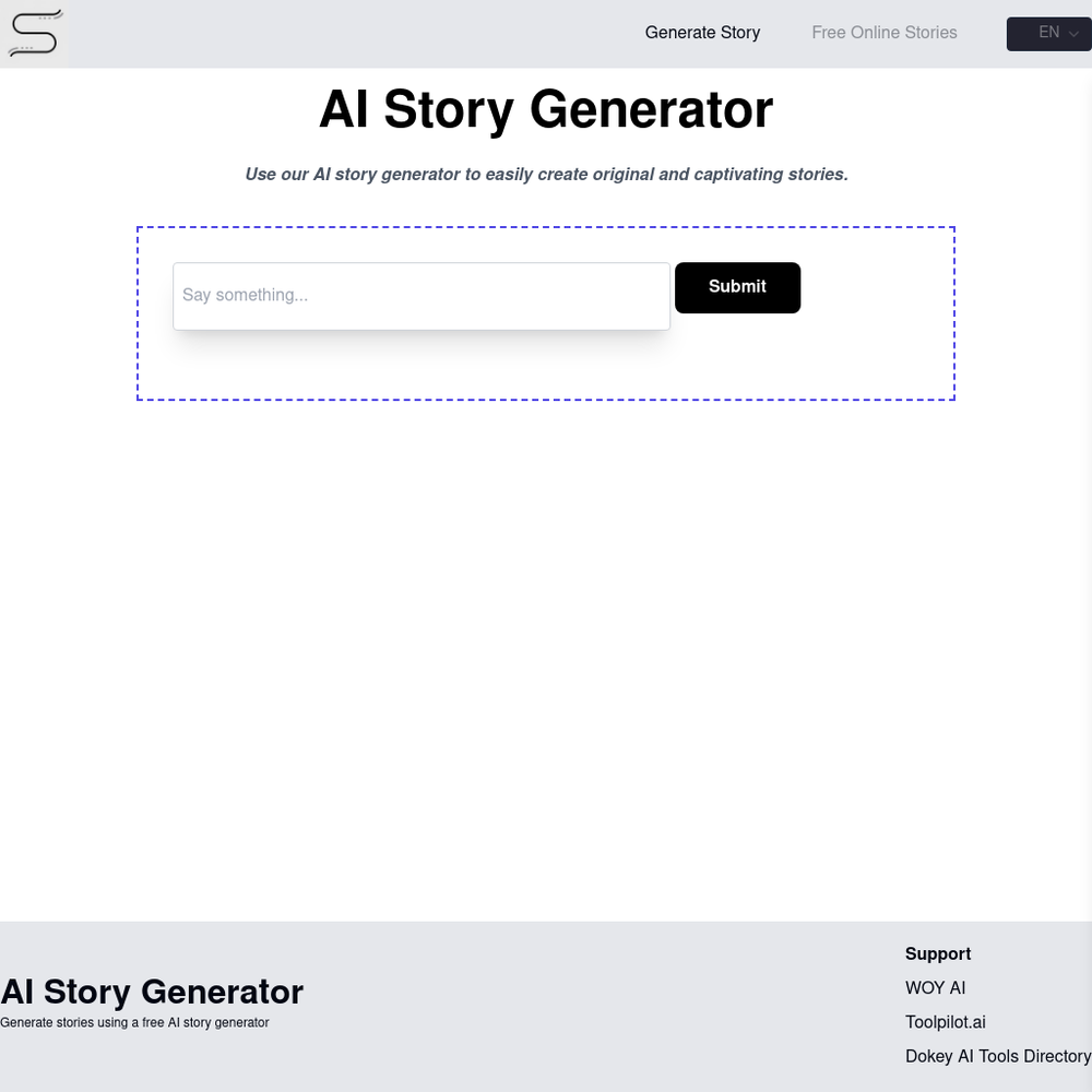 AI Story Generator website screenshot AI Story Generator website screenshot