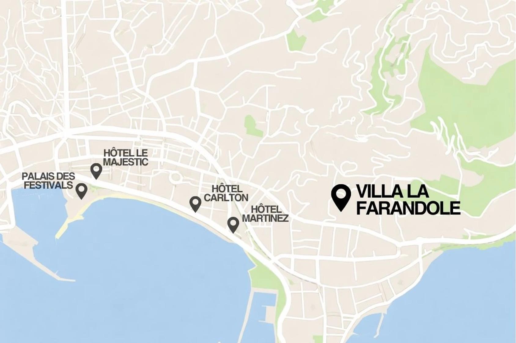 Map of Villa Octopus location in Cannes