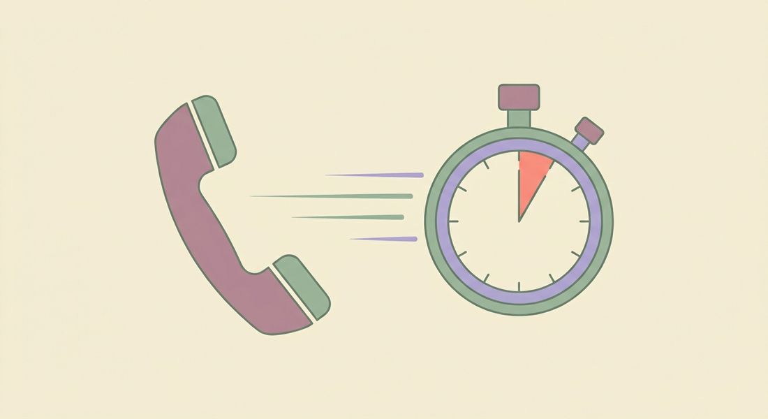 Flat line-art of a telephone handset beside a stopwatch, illustrating the voice agent latency budget