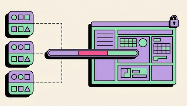 Illustration of no-code automation tools connecting to a locked enterprise platform through a generated API layer