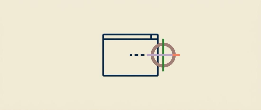 Browser window with a detached crosshair on a snapped line, illustrating Selenium selector drift