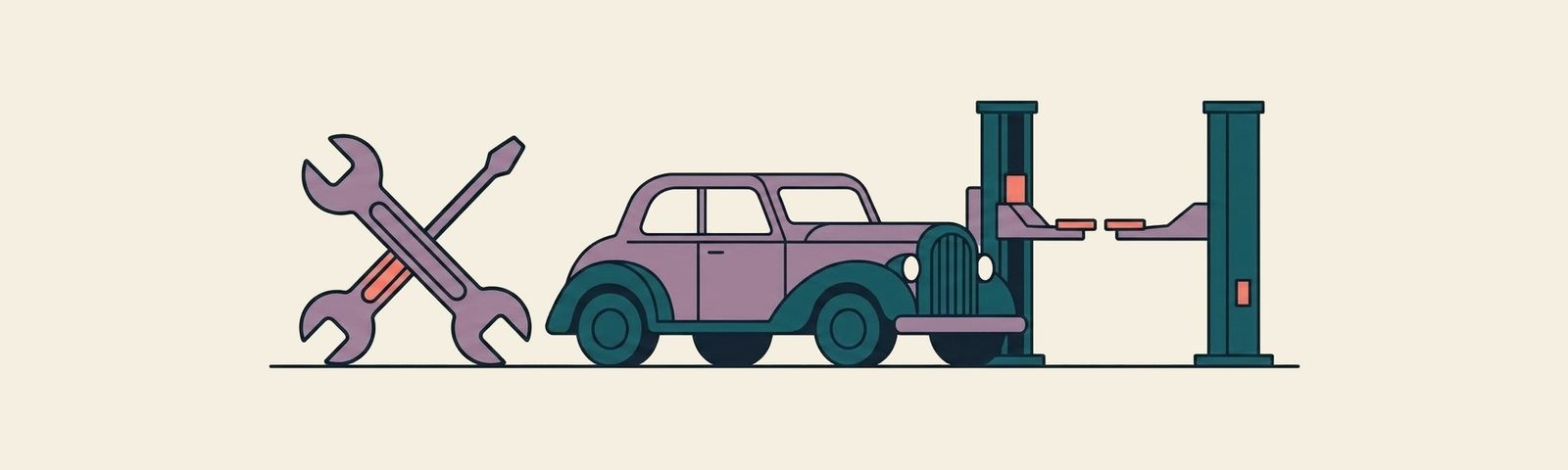 Auto Repair Shop Management header illustration