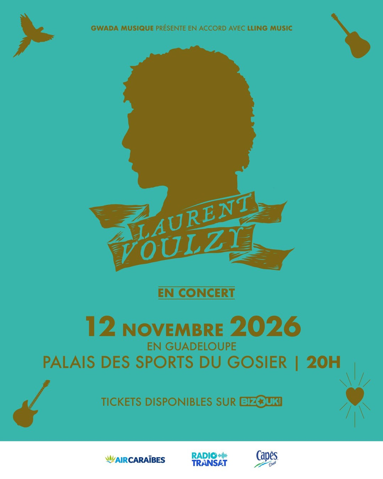 Affiche du concert de Laurent Voulzy au Palais des Sports du Gosier le 12 novembre 2026