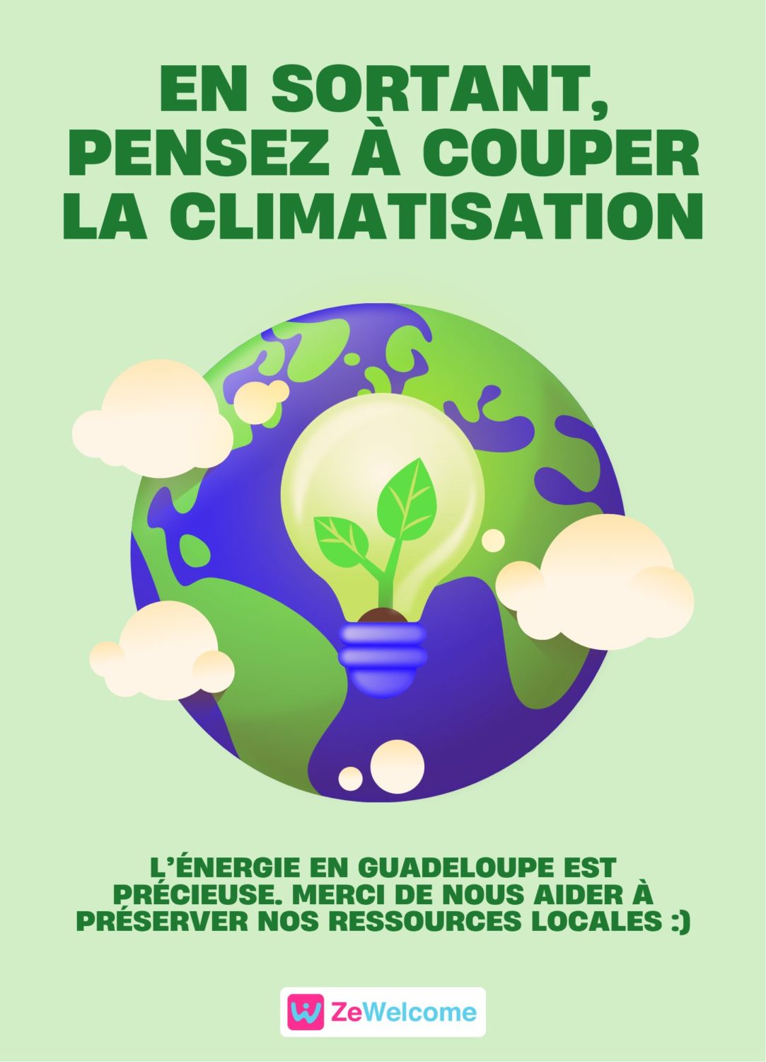 affiche utilisation responsable climatisation location saisonnière airbnb
