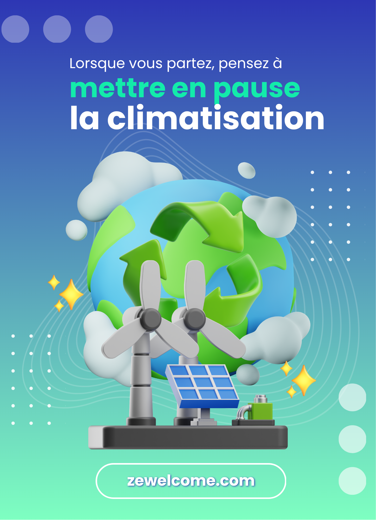 affiche pour sensibiliser à un usage raisonnable de la climatisation en location de villa en guadeloupe