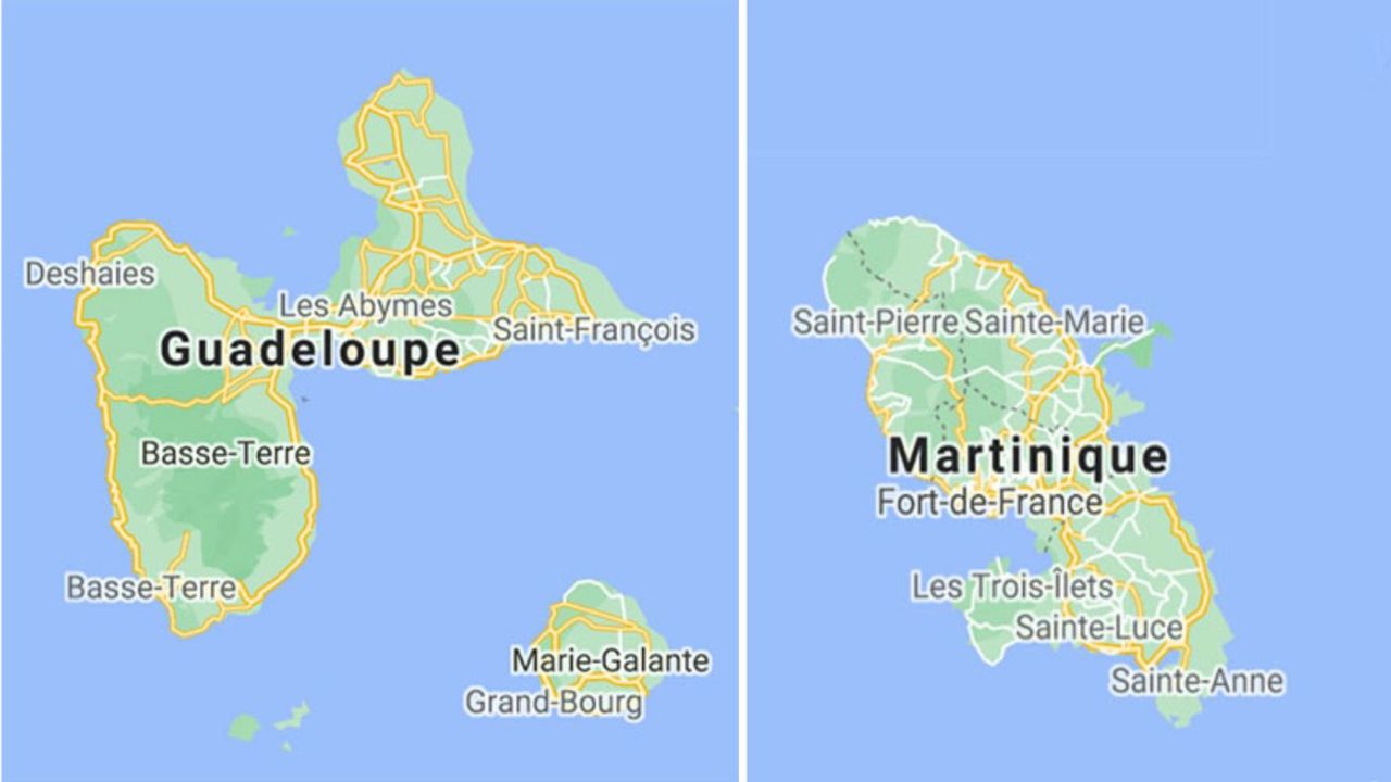 guadeloupe et martinique carte topographie
