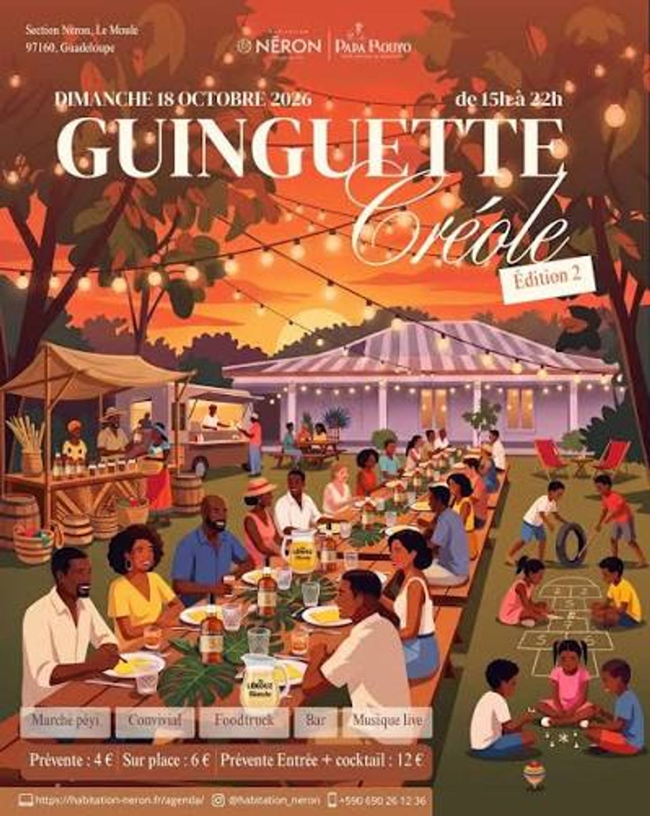 Affiche Guinguette Créole édition 2 de l’Habitation Néron le 18 octobre 2026 au Moule