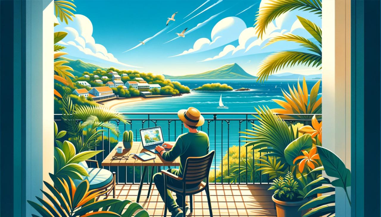 a person working from a terrace