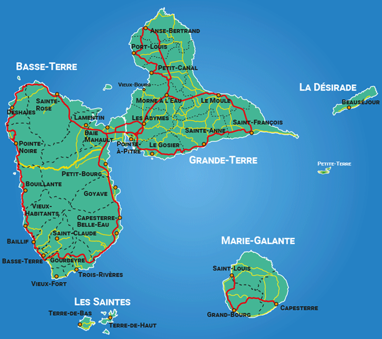 Map of Guadeloupe - Gwadloup