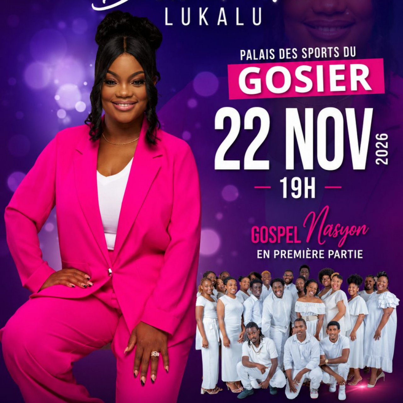 Affiche du concert gospel de Déborah Lukalu au Gosier le 22 novembre 2026