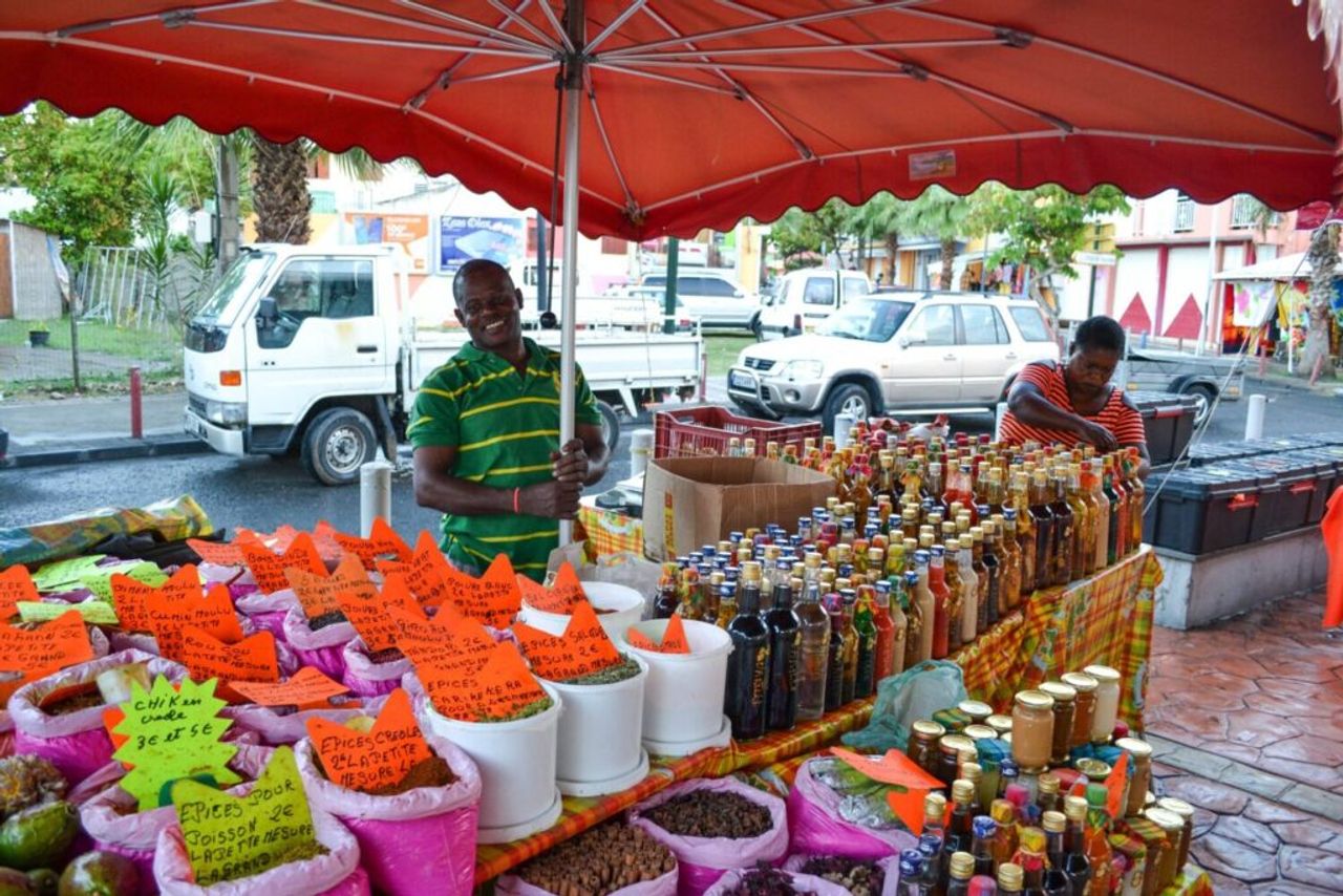 Fresh produce stall at the Saint-François market