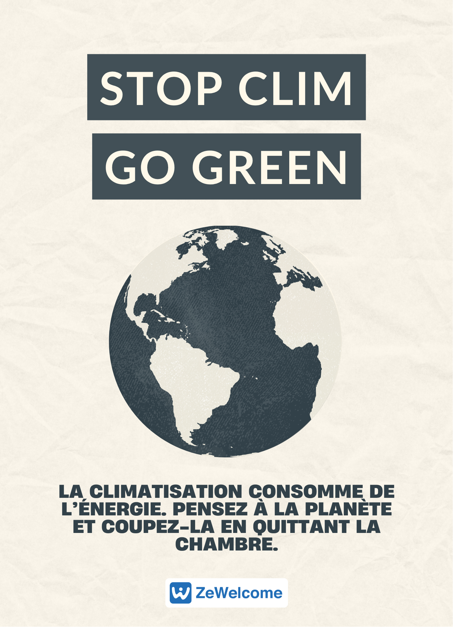 affiche pour sensibiliser à un usage raisonnable de la climatisation en location de villa en guadeloupe
