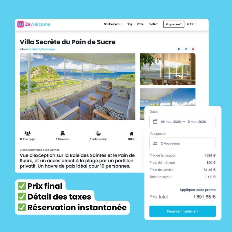 Final price transparency for villa rental in guadeloupe
