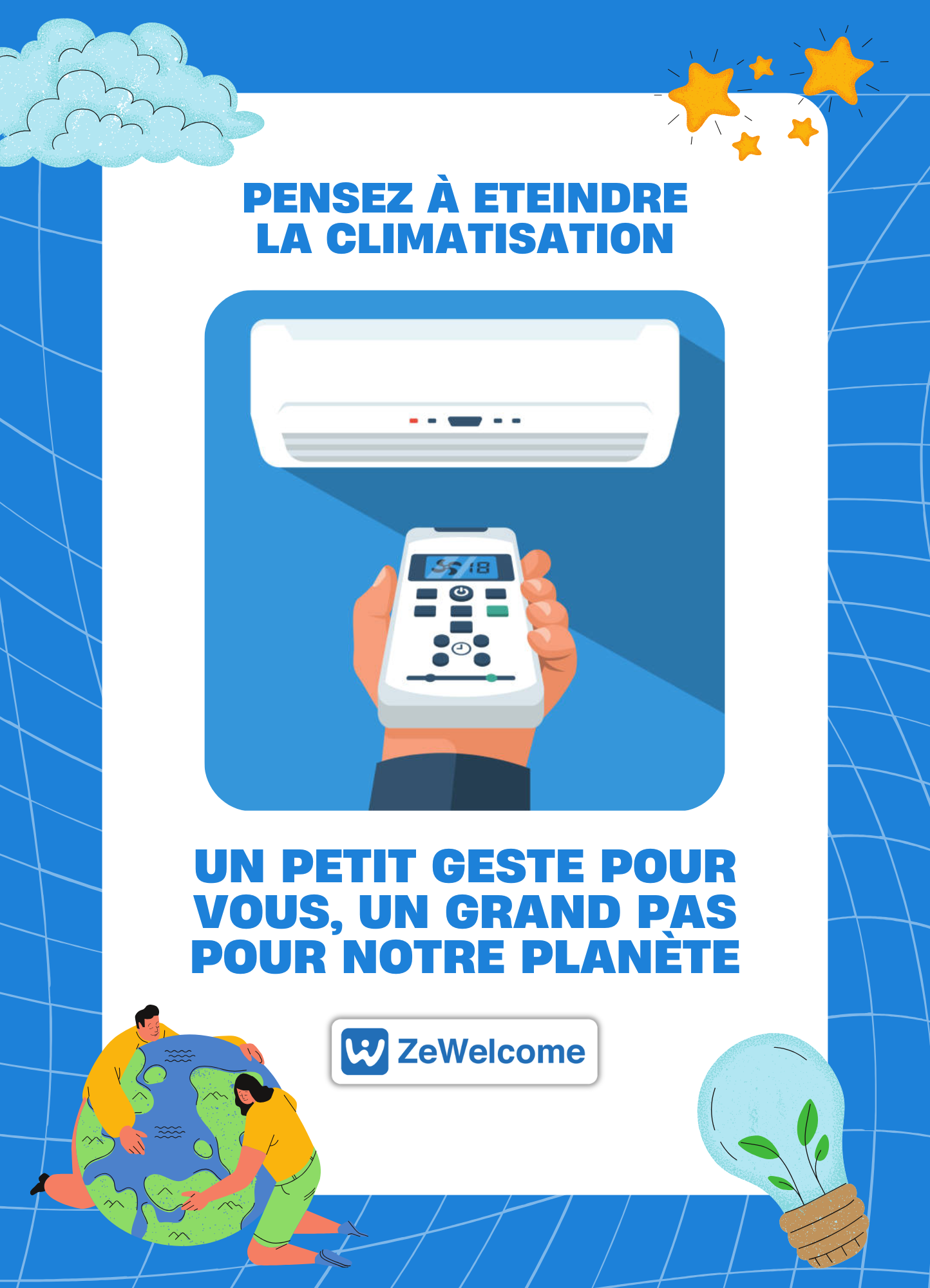affiche pour sensibiliser à un usage raisonnable de la climatisation en location de villa en guadeloupe
