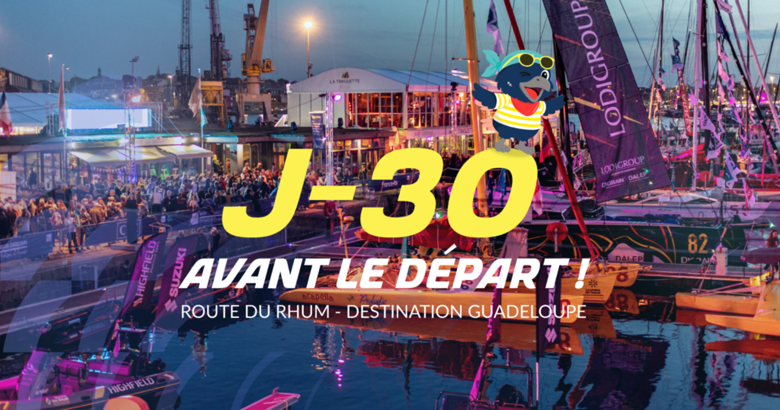 Visuel promotionnel J-30 de la Route du Rhum Destination Guadeloupe 2026