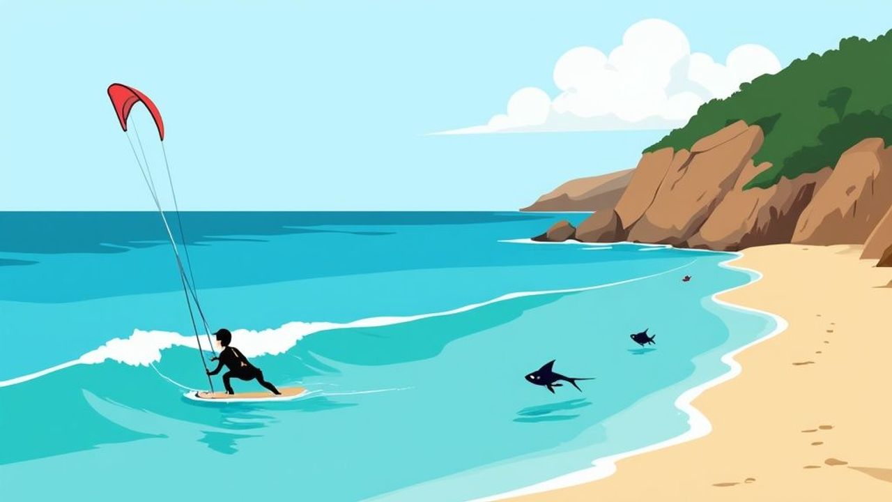 Personnes faisant du kitesurf à la plage d'Anse Bertrand