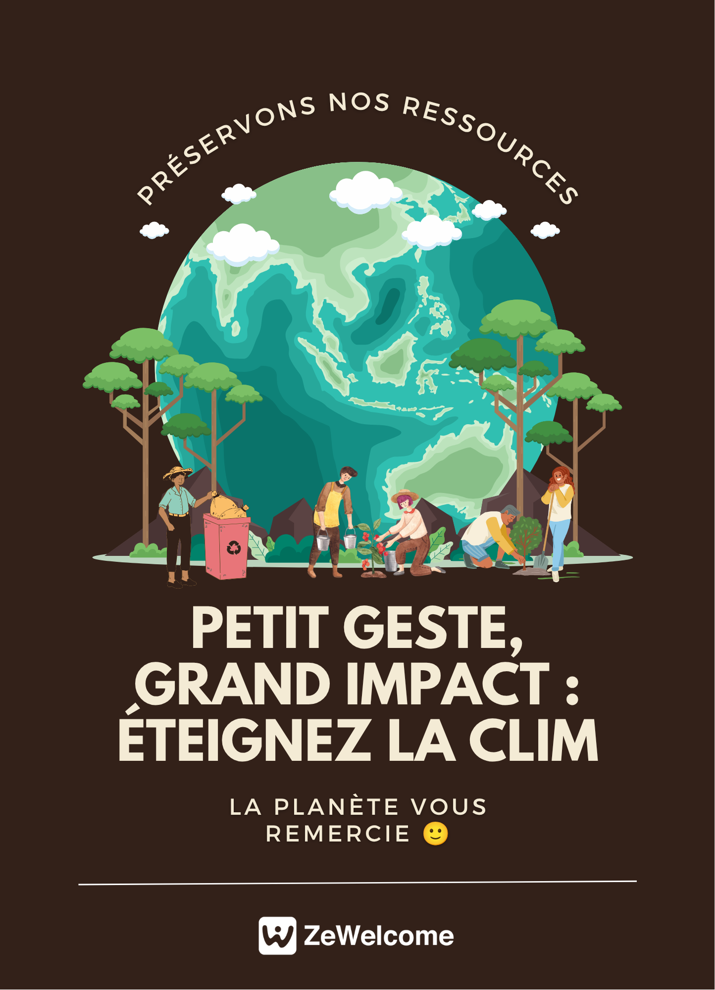 affiche pour sensibiliser à un usage raisonnable de la climatisation en location de villa en guadeloupe