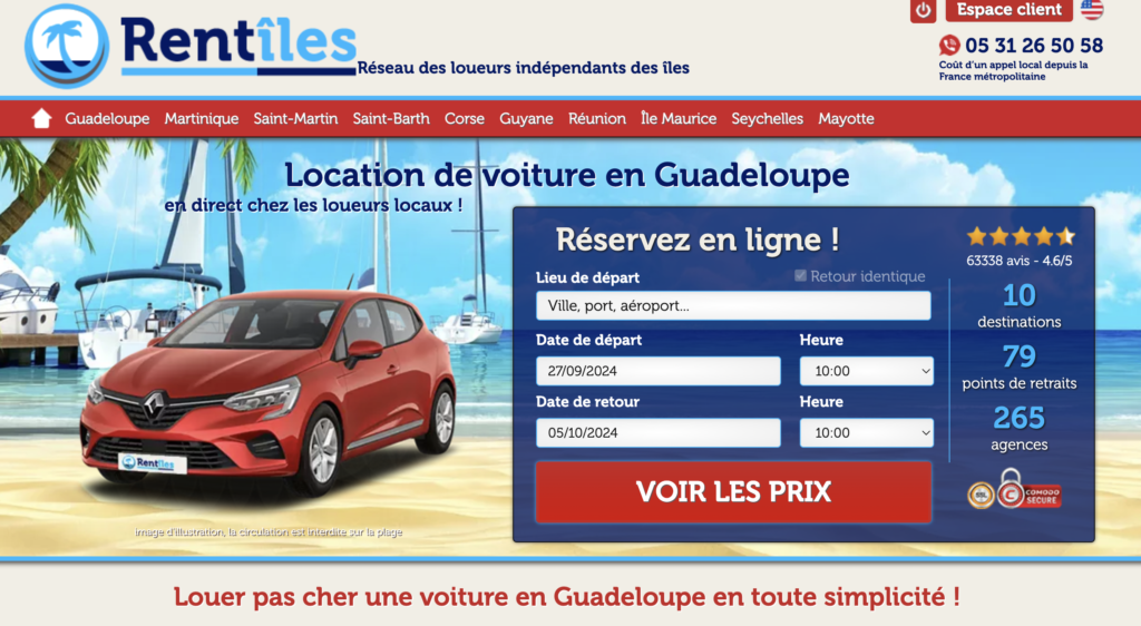 Car rental price comparison in Guadeloupe