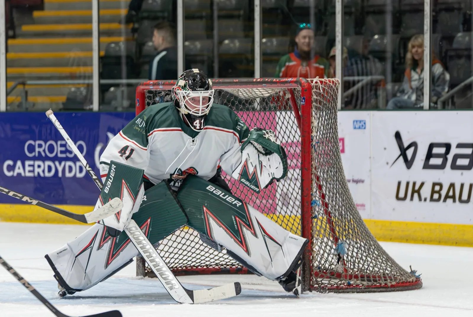Cardiff goaltender number 41 in position during the 2026/27 home game against Haringey.