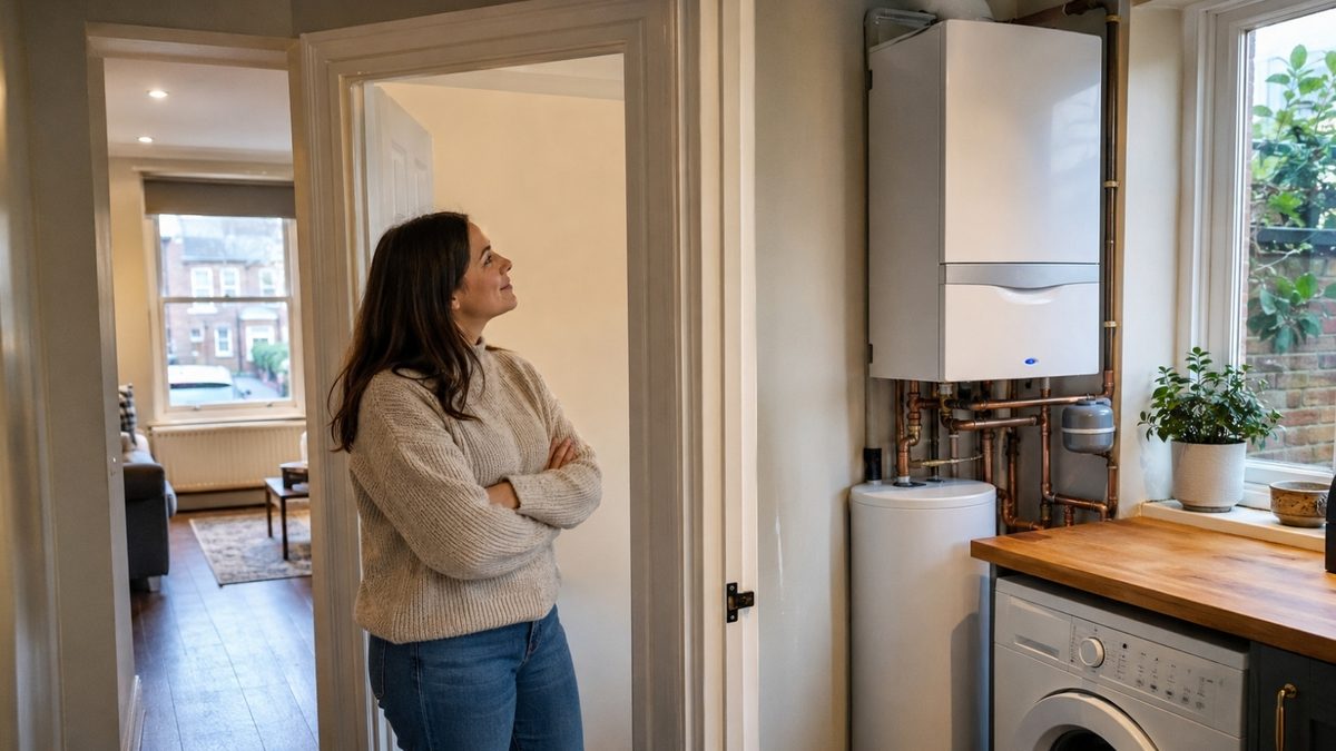 R.W. Miller Gas Safe engineer repairing a Worcester Bosch boiler fault in SW9, Lambeth