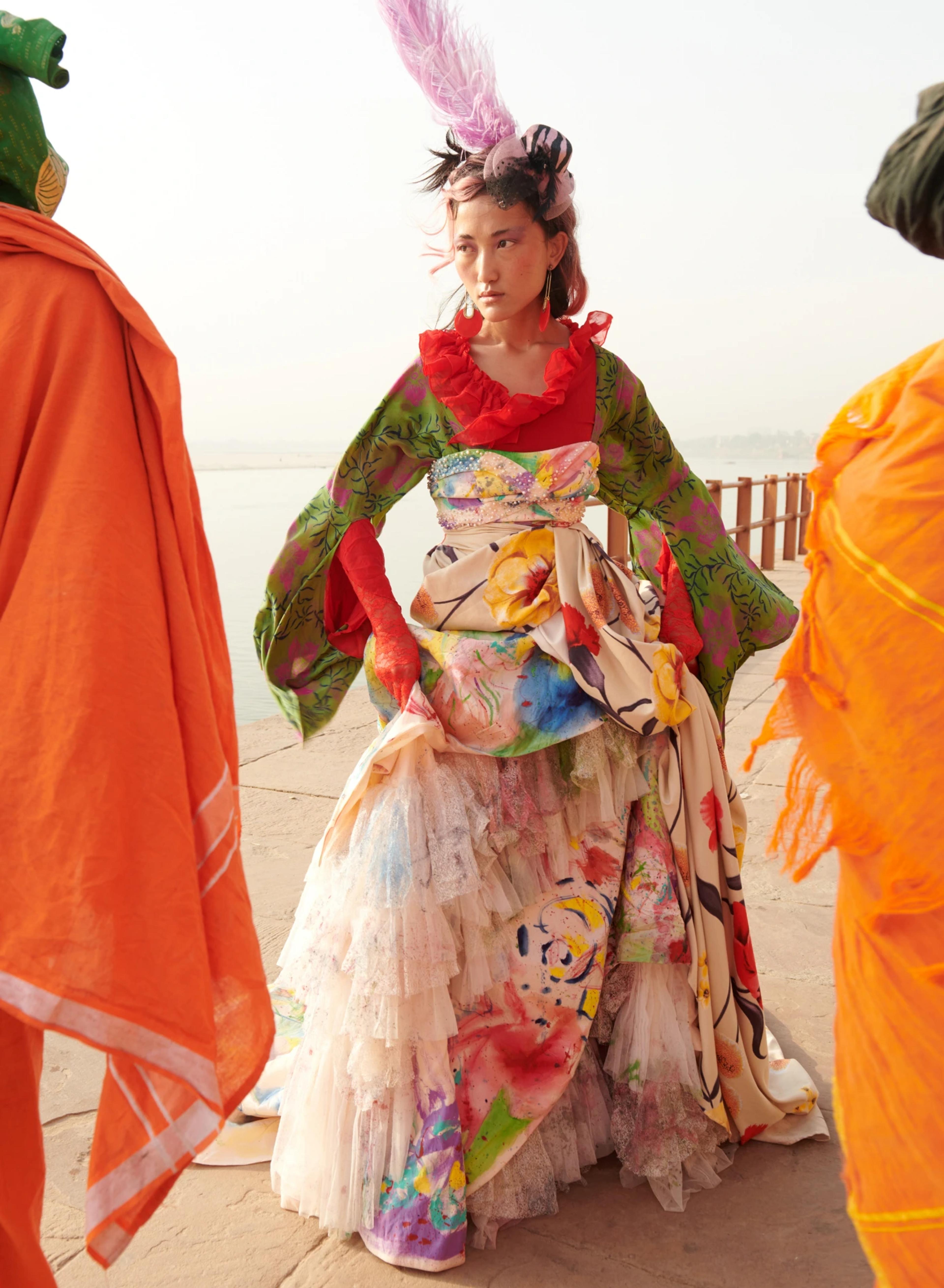 Women dressed in colourful fashion