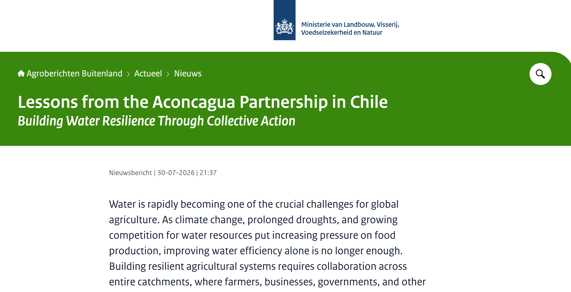 Lessons from the Aconcagua Partnership in Chile