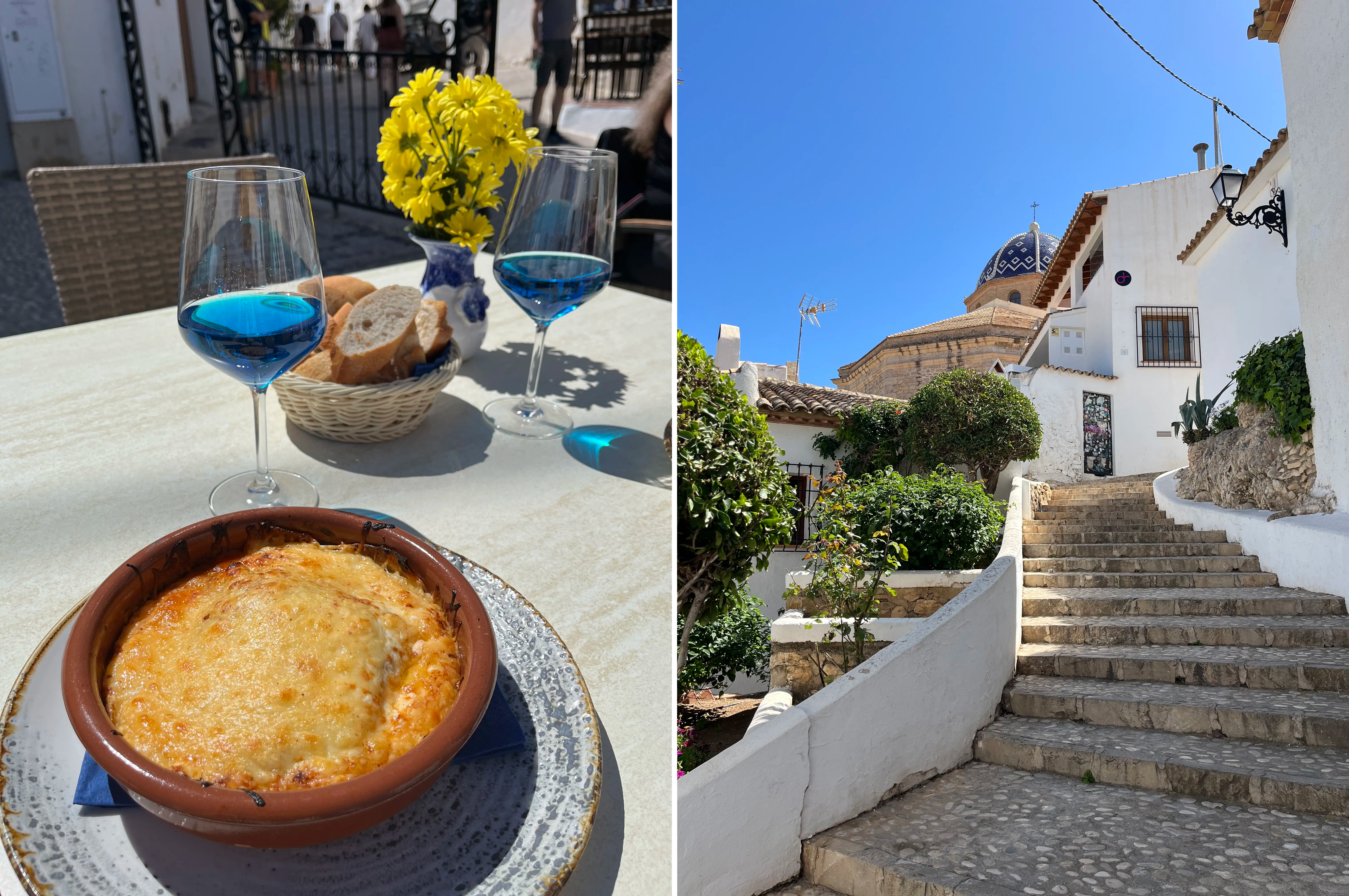 Casa Vital er en norskeid restaurant midt i gamlebyen med nydelig mat. De har også en spesiell blå vin, Azul Mediterraneo, som er veldig god og kan bestilles til maten.