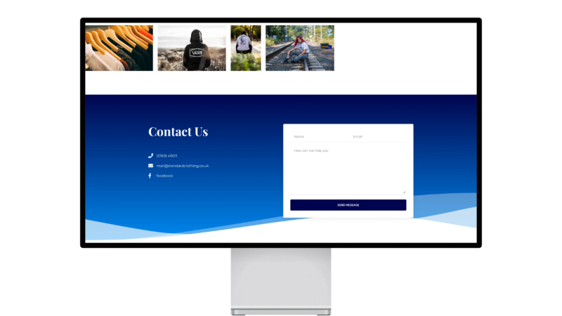 Standard Clothing Website Footer
