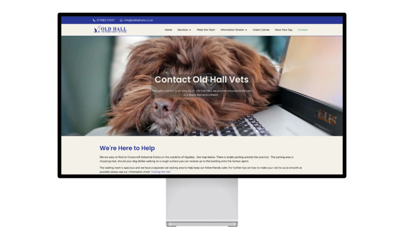 Old Hall Vets Website Contact Page Hero