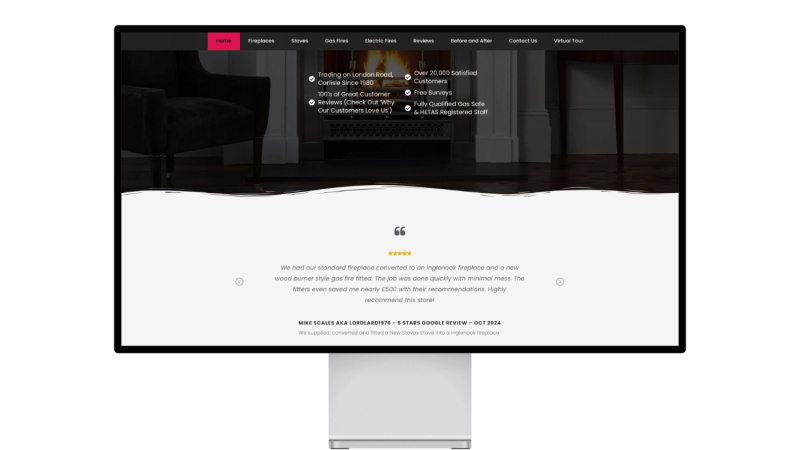 Trafford Fireplaces Website Homepage 2