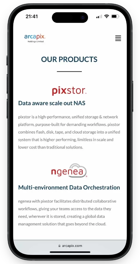 arcapix mobile website