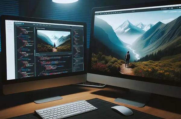 parallax scrolling website design on desk