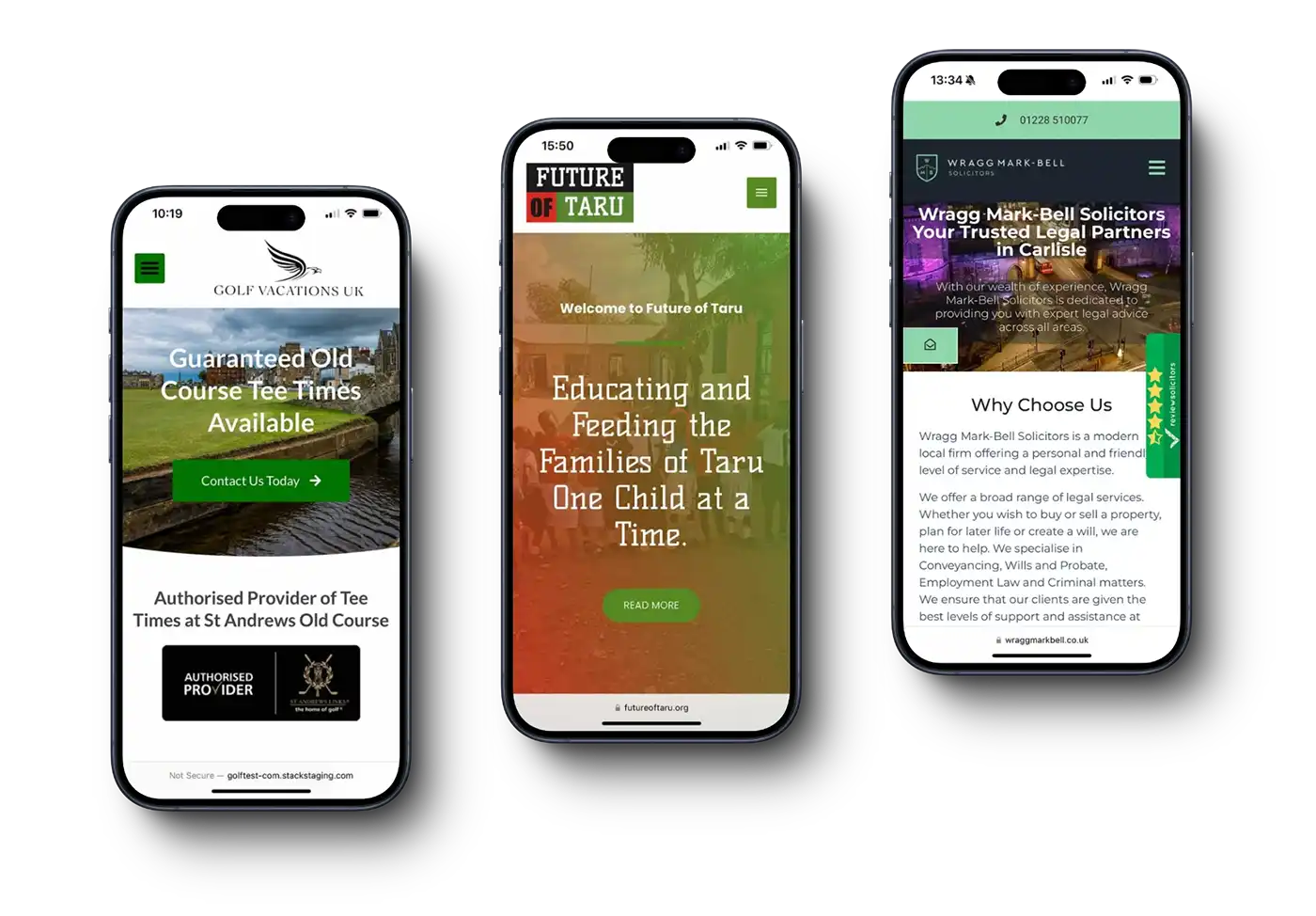 mobile web design three phones