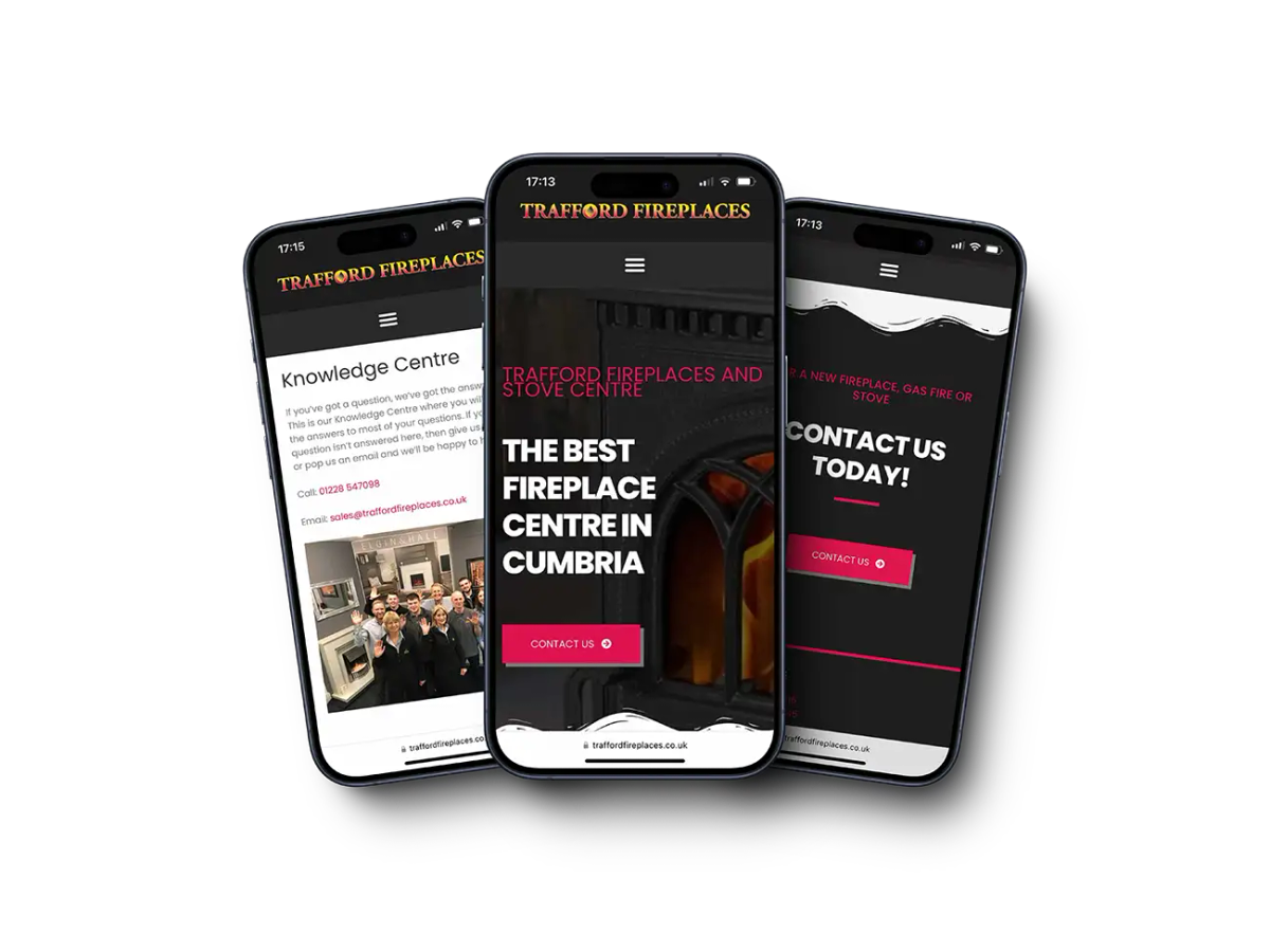trafford fireplaces website mobile